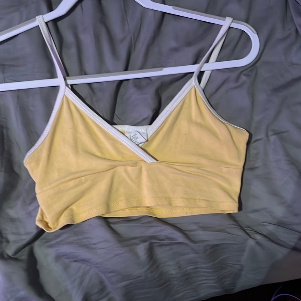 yellow beach crop top, XS